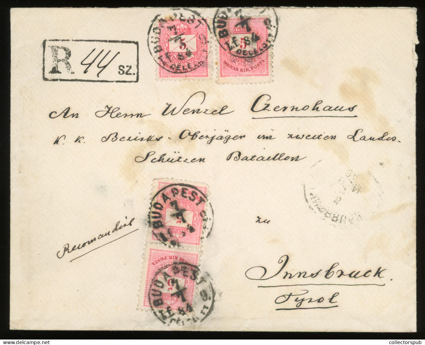 HUNGARY BUDAPEST 1884. Nice Registered Cover To Innsbruck - Brieven En Documenten