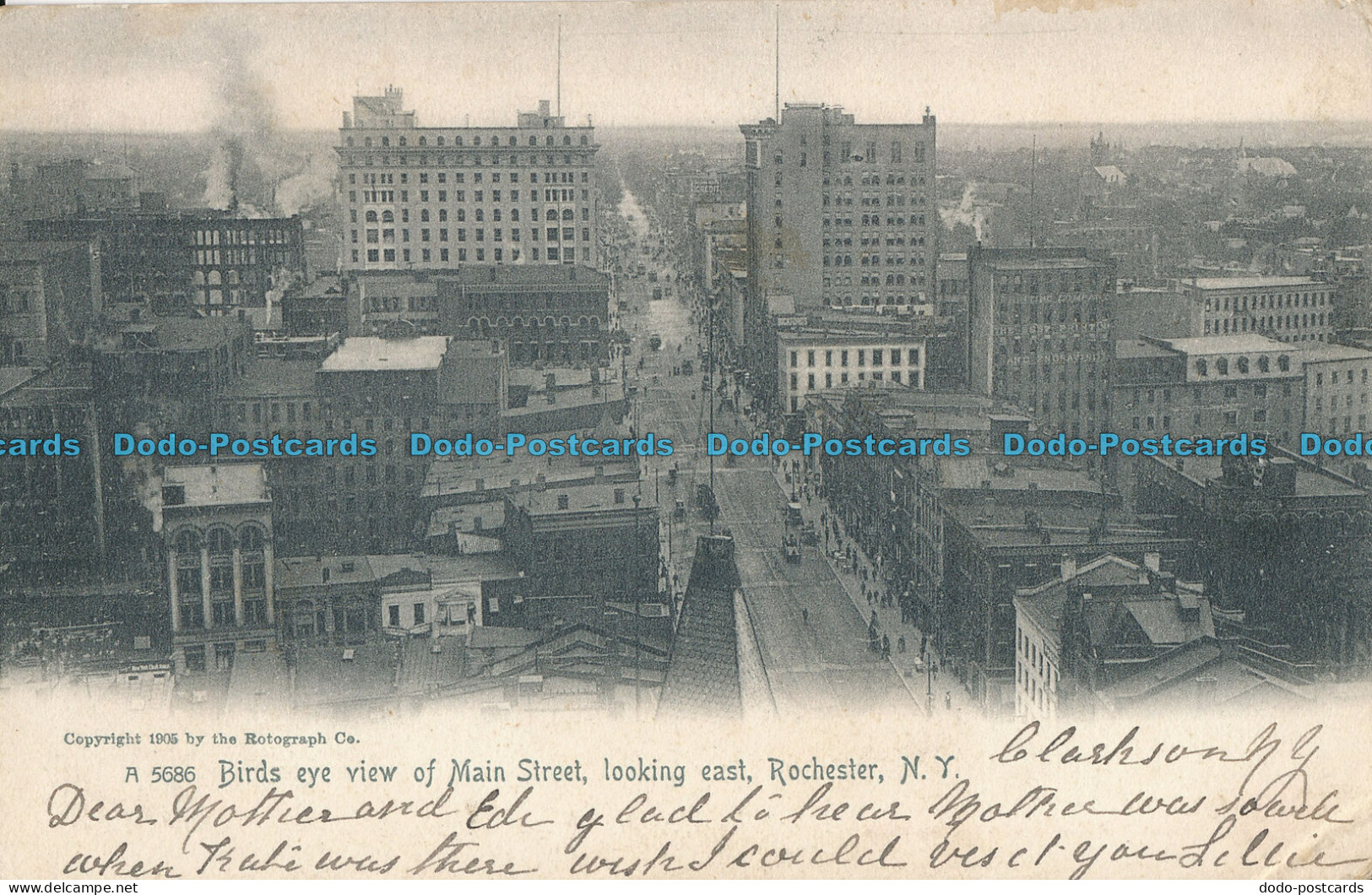 R004879 Birds Eye View Of Main Street Looking East. Rochester. N. Y. Rotograph - Monde