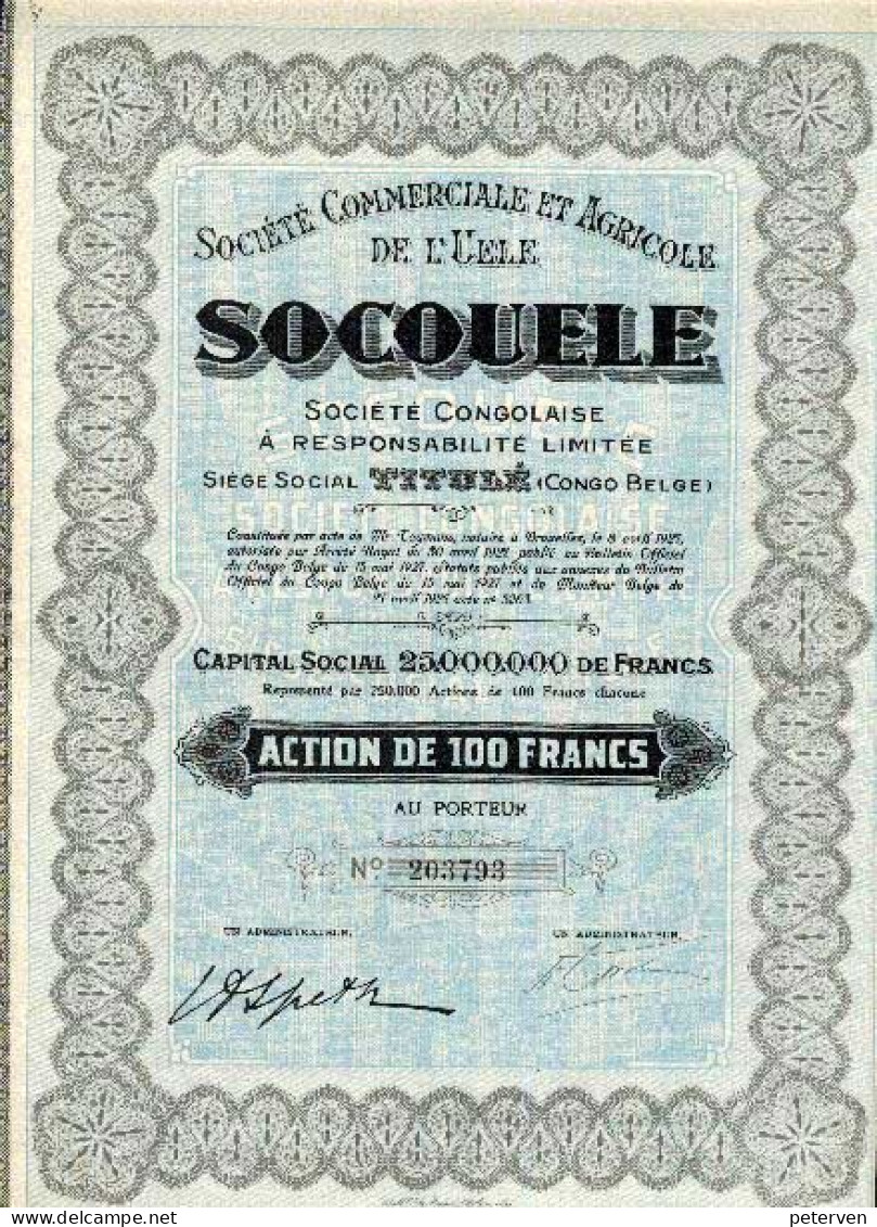 Congo Belge: SOCOUELE - Soc. Commerciale Et Agricole De L'Uele - Afrika