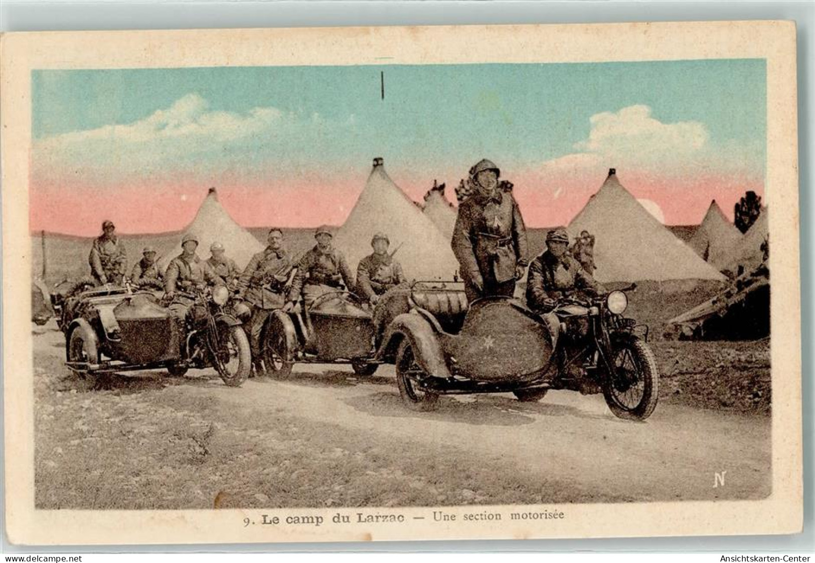13908111 - WK I   Le Camp Du Larzac - Une Section Motorisee Motorrad  AK - Autres & Non Classés