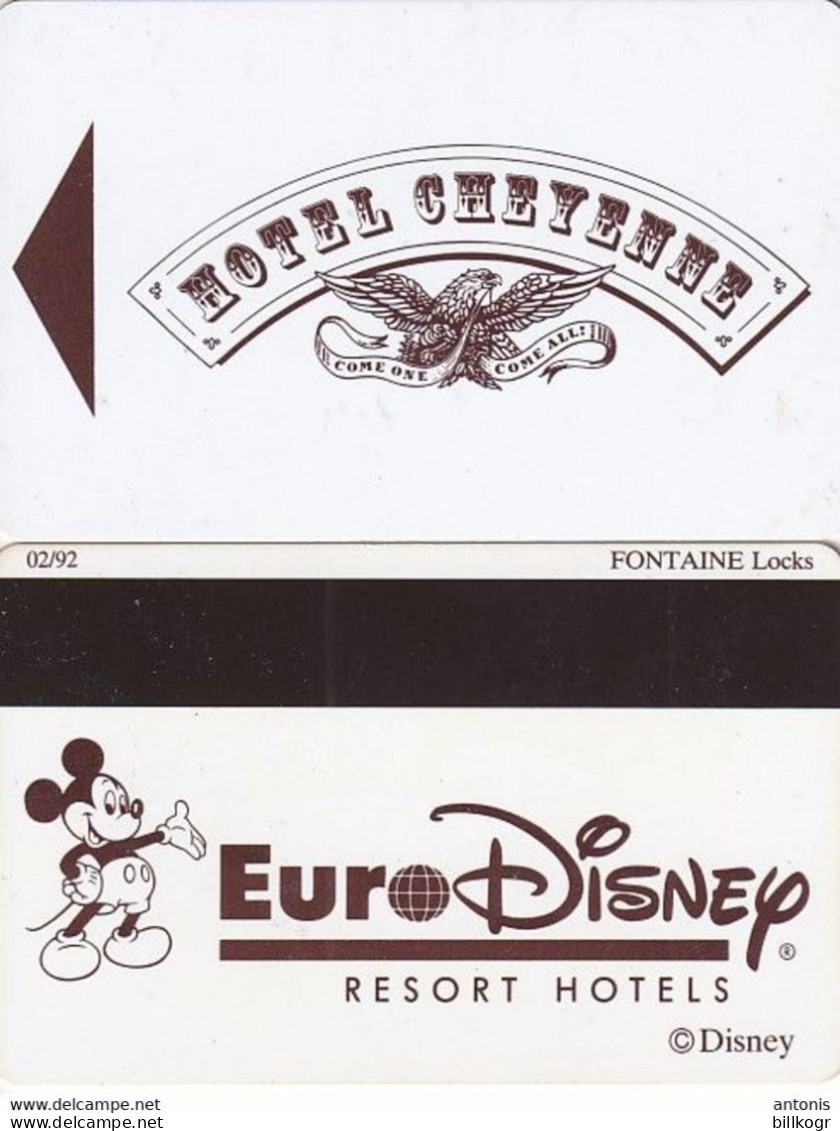 FRANCE - EuroDisney/Cheyenne, EuroDisney Resort Hotels(reverse Mickey Mouse)(black Strip), Hotel Keycard, 02/92, Used - Chiavi Elettroniche Di Alberghi