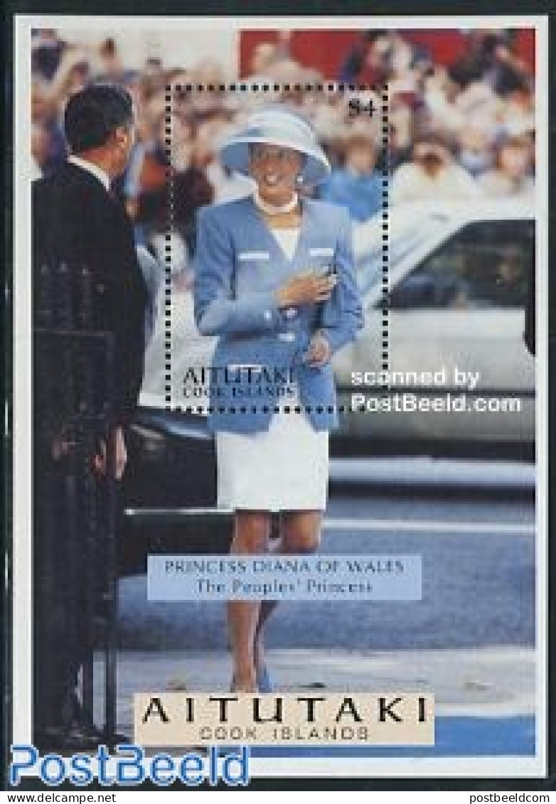 Aitutaki 1998 Death Of Diana S/s, Mint NH, History - Charles & Diana - Kings & Queens (Royalty) - Royalties, Royals