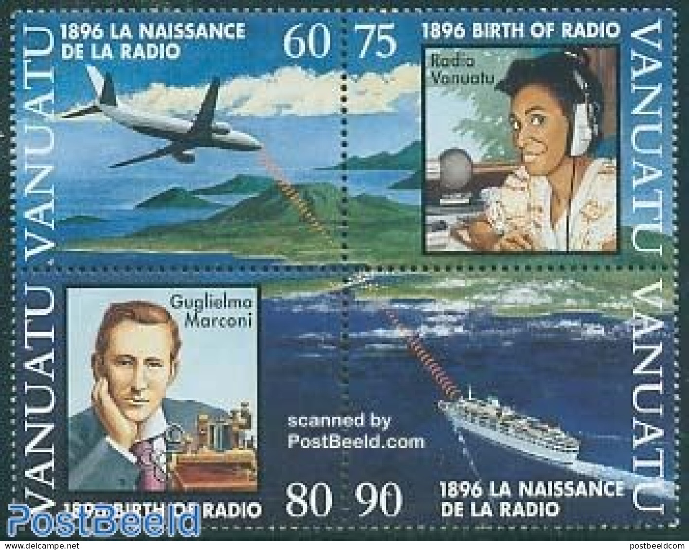 Vanuatu 1996 Radio Centenary 4v [+], Mint NH, Performance Art - Science - Transport - Radio And Television - Telecommu.. - Telekom