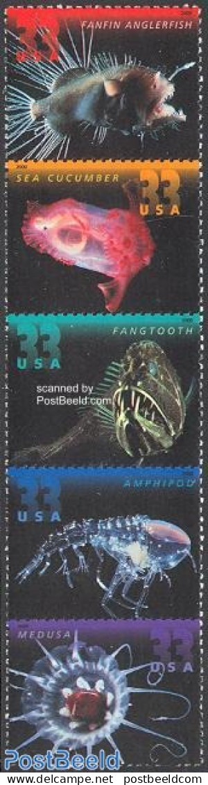 United States Of America 2000 Deep Sea Creatures 5v [::::], Mint NH, Nature - Fish - Shells & Crustaceans - Unused Stamps