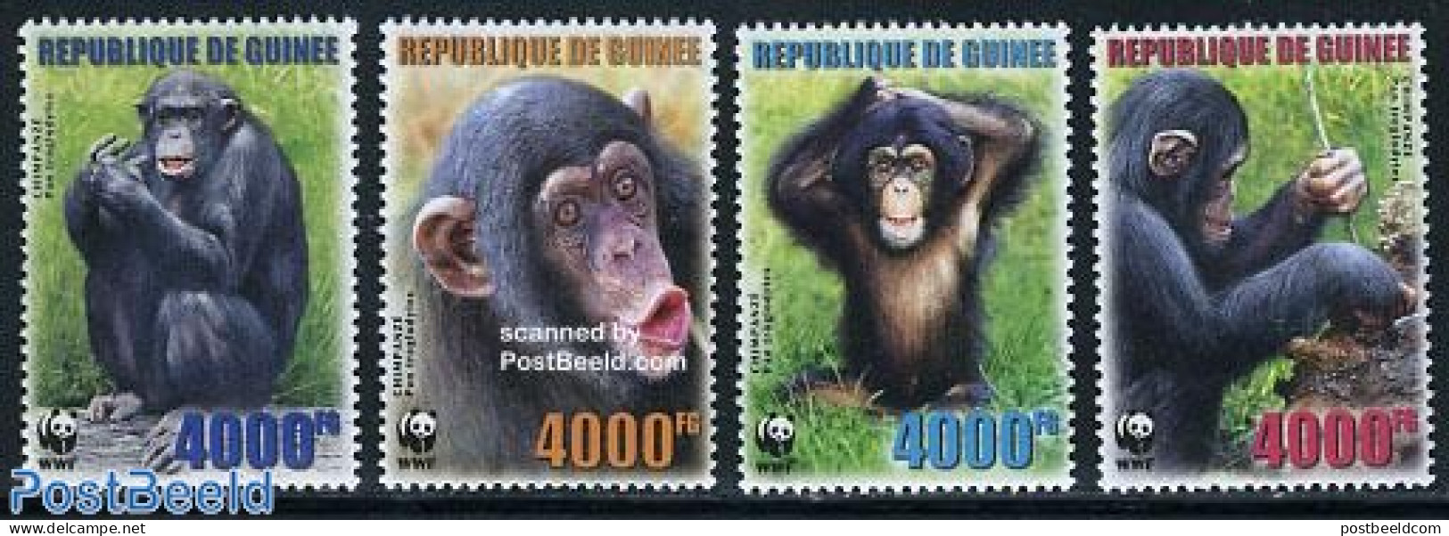 Guinea, Republic 2006 WWF, Monkeys 4v, Mint NH, Nature - Animals (others & Mixed) - Monkeys - World Wildlife Fund (WWF) - Autres & Non Classés