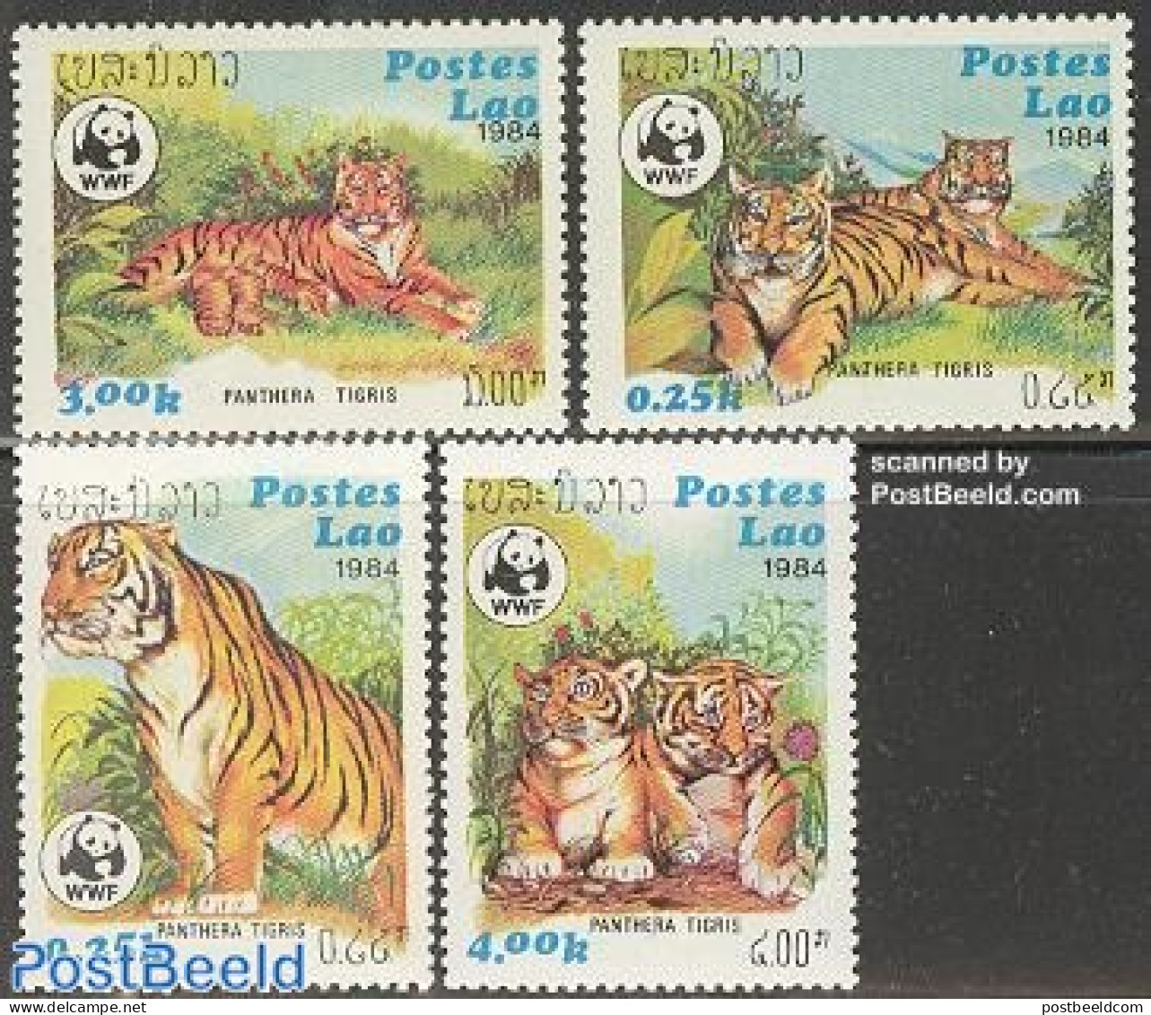 Laos 1984 WWF, Tigers 4v, Mint NH, Nature - Animals (others & Mixed) - Cat Family - World Wildlife Fund (WWF) - Laos