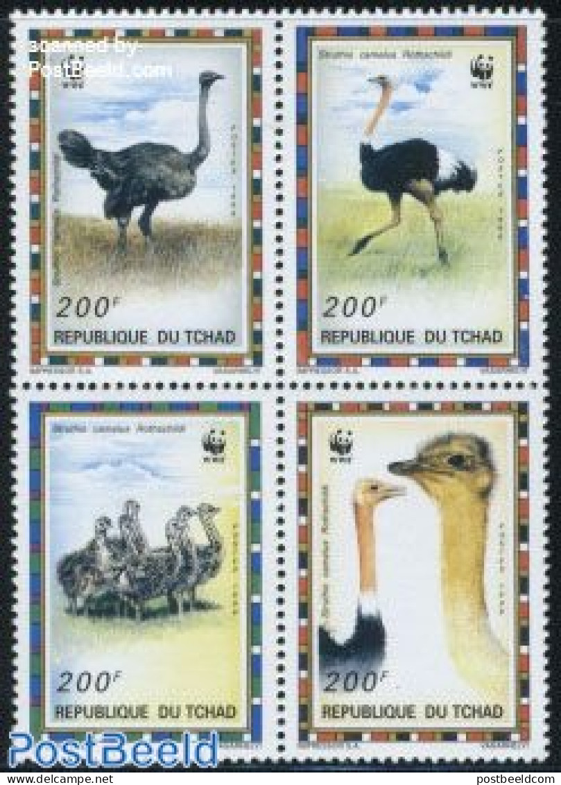 Chad 1996 WWF, Ostrich 4v [+], Mint NH, Nature - Birds - World Wildlife Fund (WWF) - Autres & Non Classés