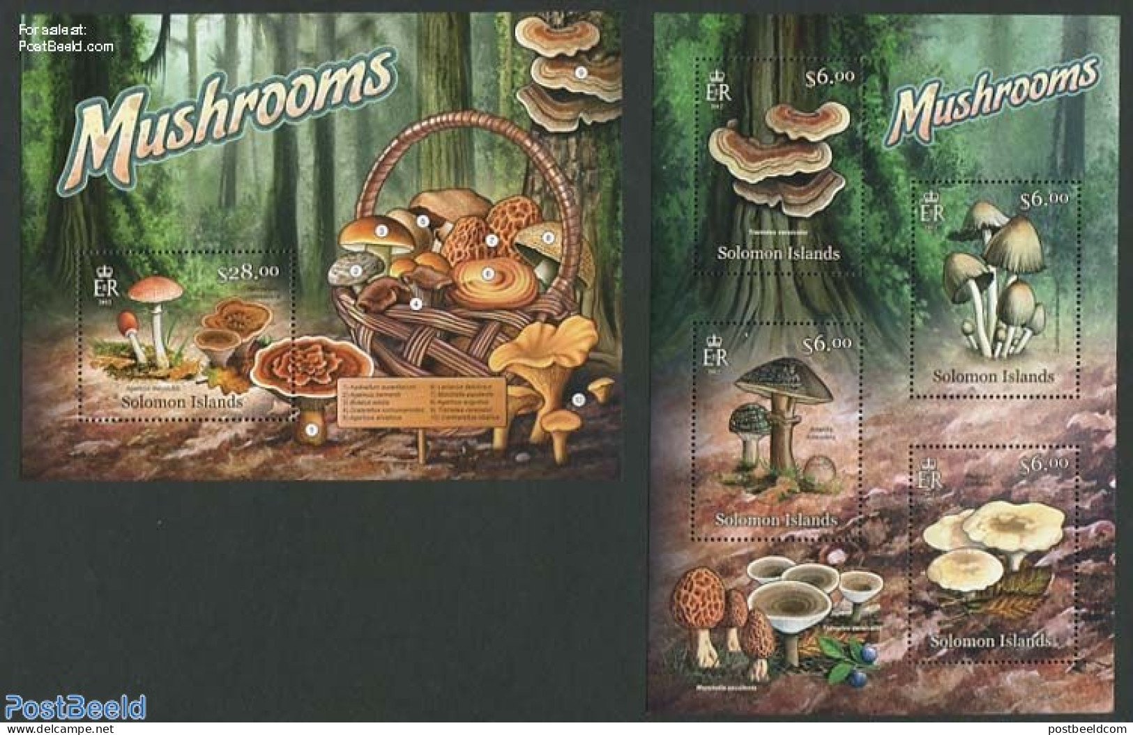 Solomon Islands 2012 Mushrooms 2 S/s, Mint NH, Nature - Mushrooms - Mushrooms