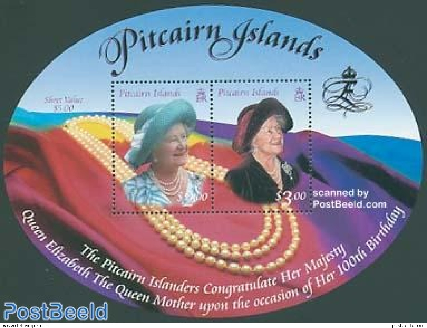 Pitcairn Islands 2000 Queen Mother S/s, Mint NH, History - Kings & Queens (Royalty) - Familles Royales