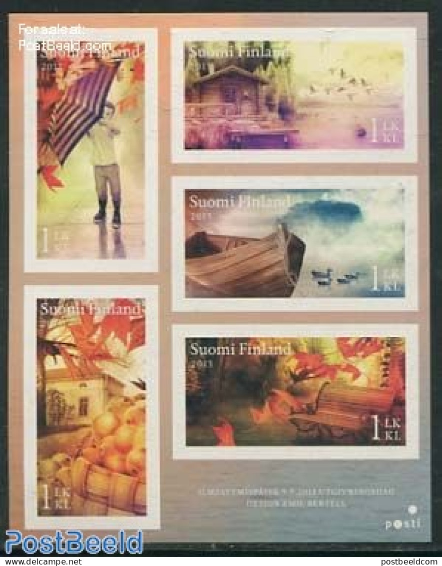 Finland 2013 Autumn 5v M/s S-a, Mint NH, Nature - Transport - Birds - Ducks - Trees & Forests - Ships And Boats - Unused Stamps