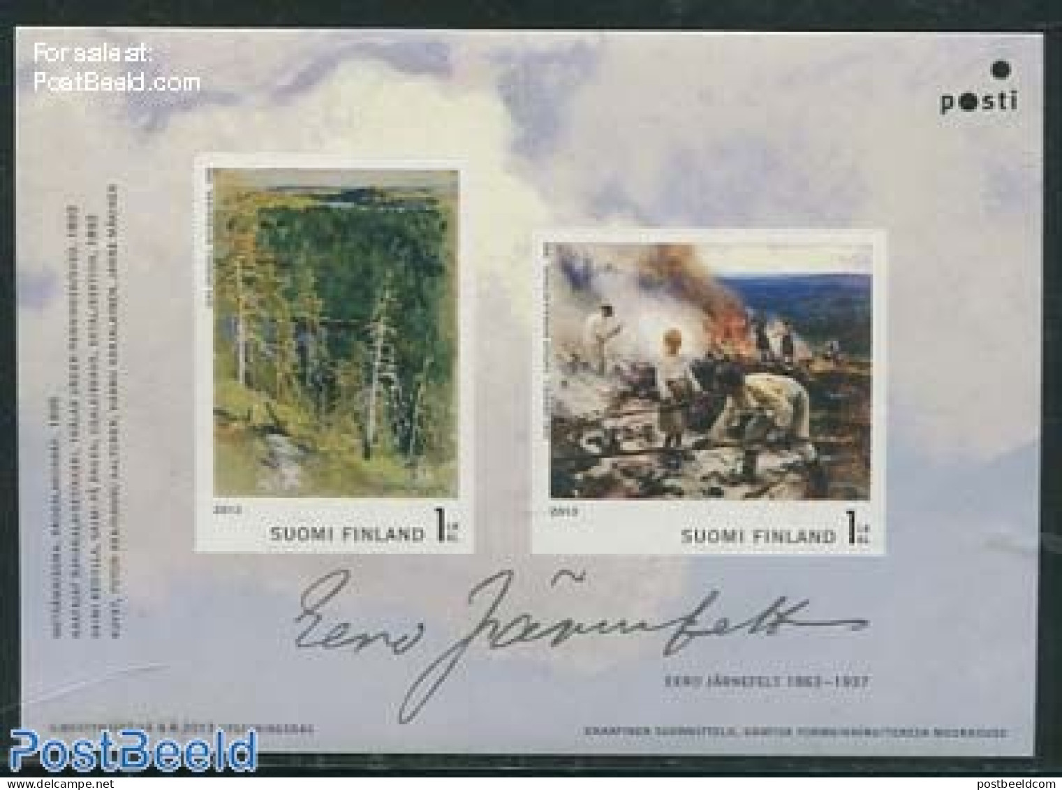 Finland 2013 Eero Jarnefelt S/s S-a, Mint NH, Nature - Trees & Forests - Art - Paintings - Unused Stamps