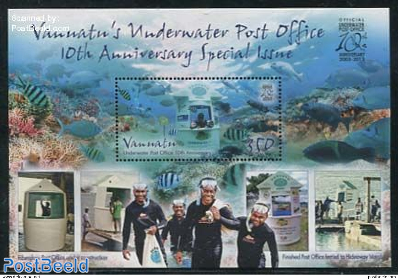 Vanuatu 2013 Underwater Post Office S/s, Mint NH, Sport - Diving - Post - Tauchen