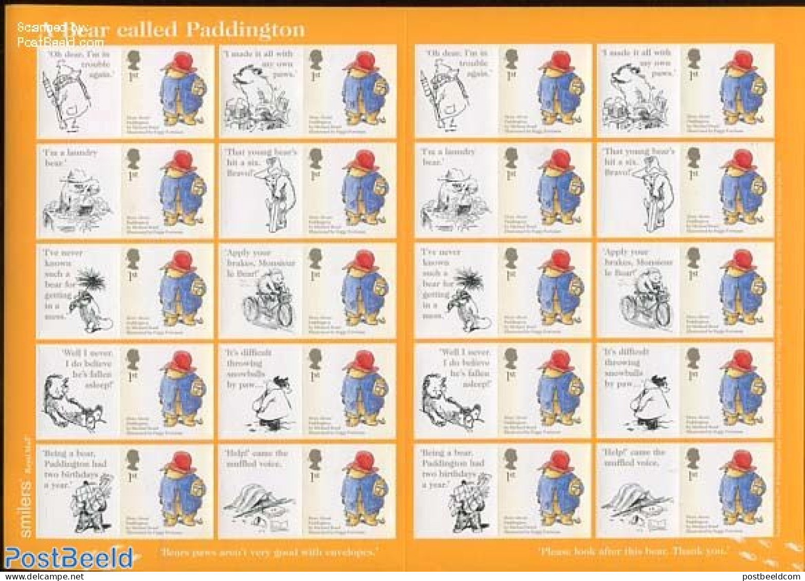 Great Britain 2006 A Bear Called Paddington, Label Sheet, Mint NH, Art - Children's Books Illustrations - Unused Stamps