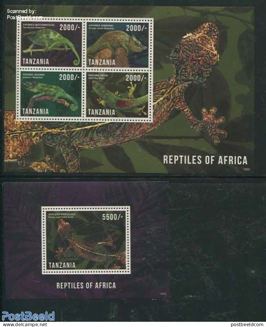 Tanzania 2013 Reptiles Of Africa 2 S/s, Mint NH, Nature - Reptiles - Tansania (1964-...)