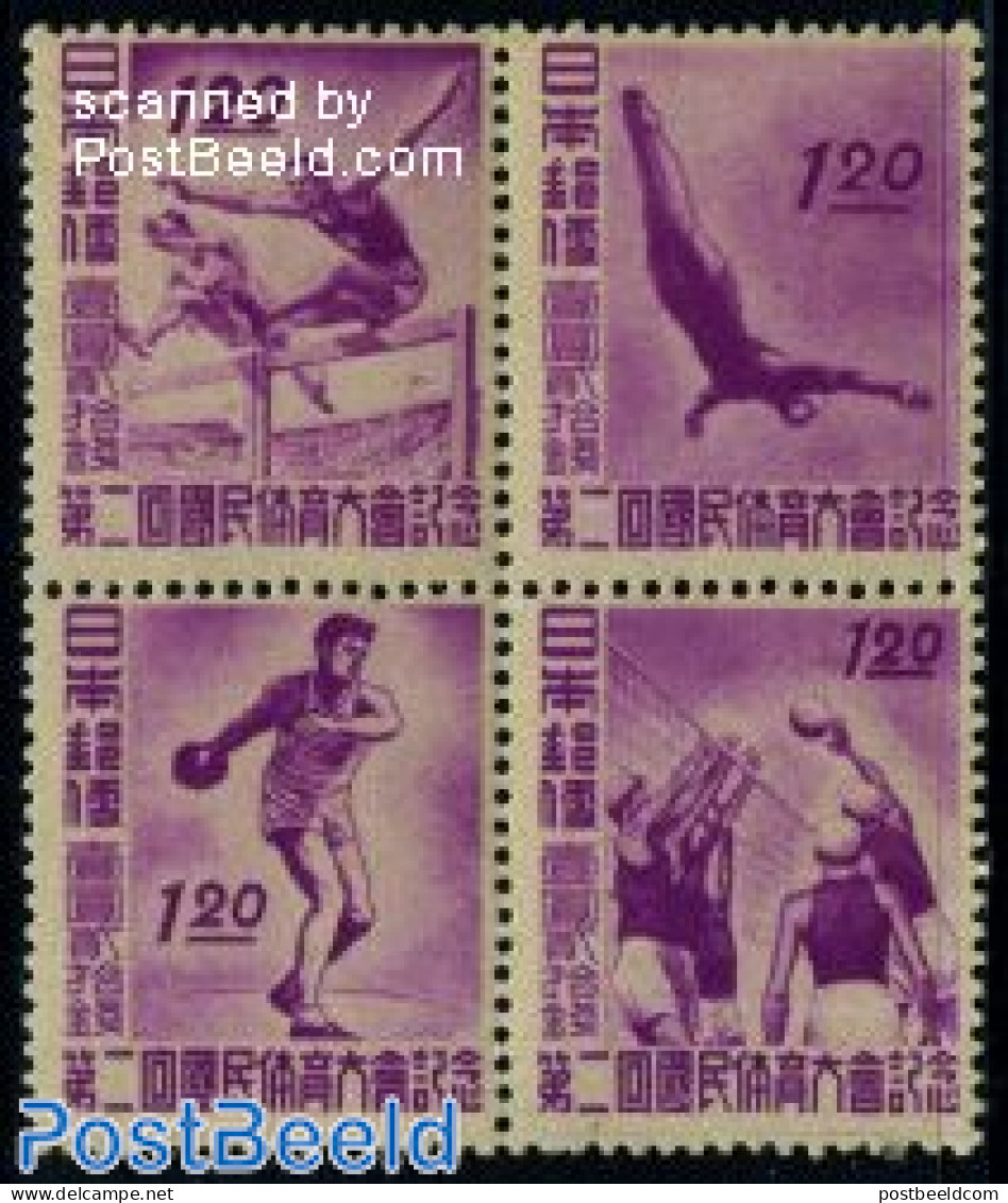 Japan 1947 National Athletics Meeting 4v [+], Unused (hinged), Sport - Athletics - Gymnastics - Sport (other And Mixed.. - Nuevos