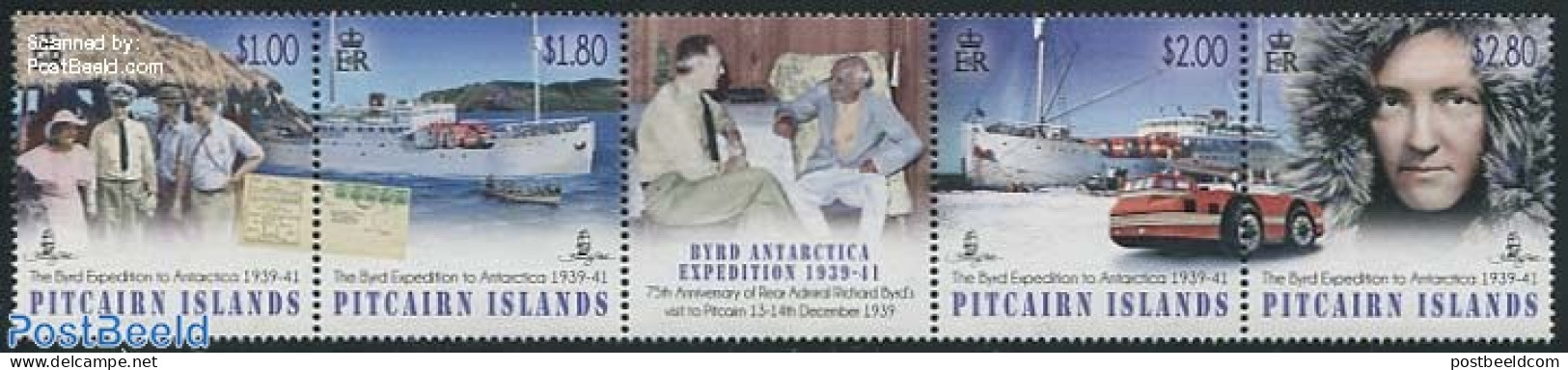 Pitcairn Islands 2014 The Byrd Expedition To Antarctica 4v+tab [::T::], Mint NH, Science - Transport - The Arctic & An.. - Timbres Sur Timbres