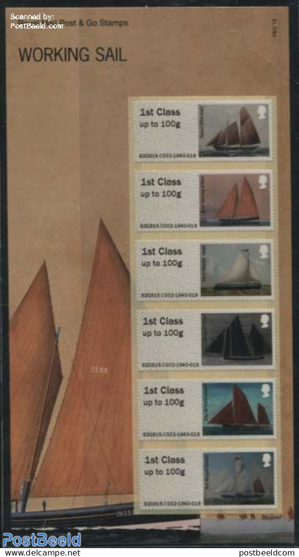 Great Britain 2015 Post & Go, Working Sail 6v S-a, Mint NH, Transport - Ships And Boats - Neufs