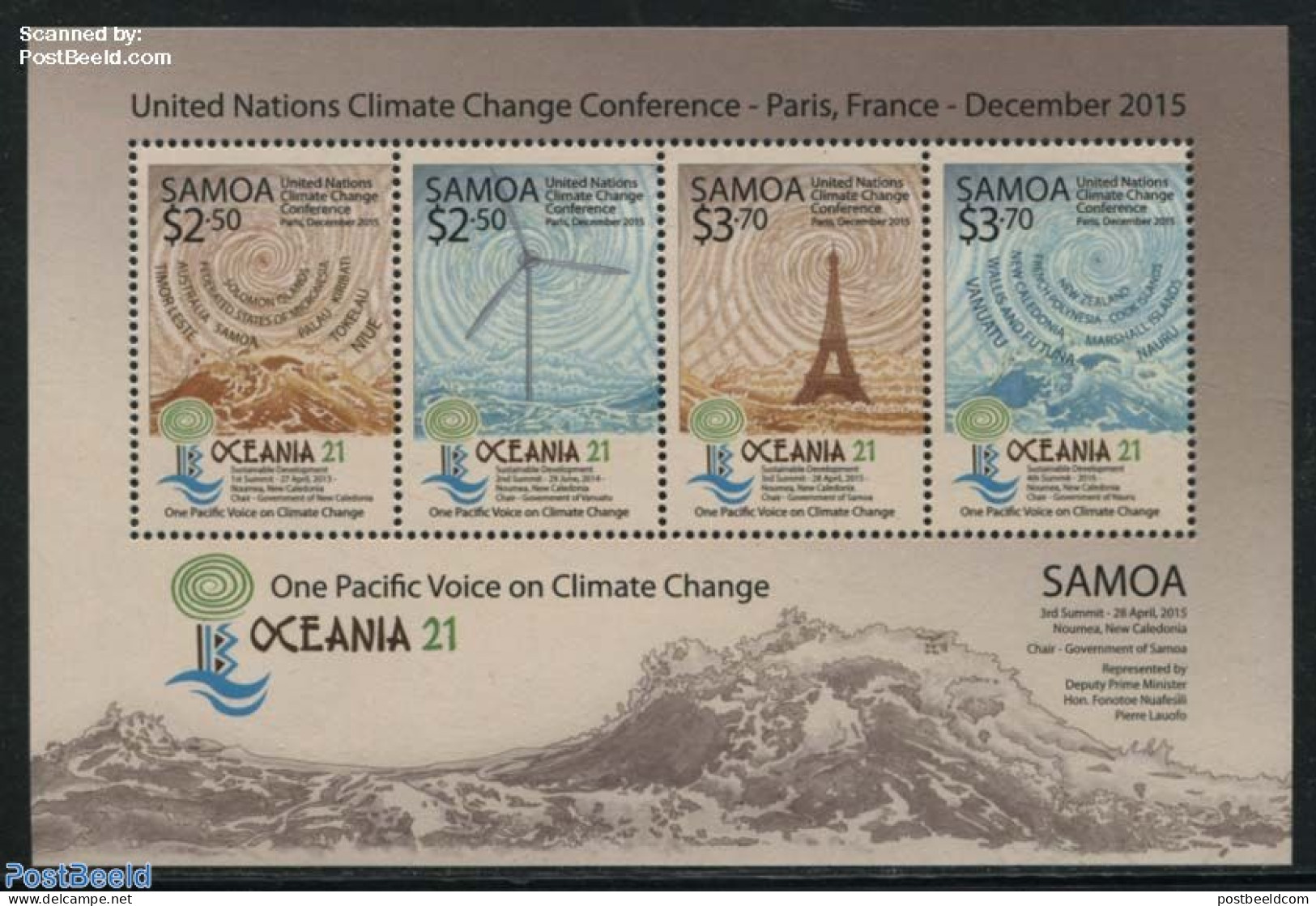 Samoa 2015 Climate Change Conference S/s, Mint NH, Nature - Various - Environment - Mills (Wind & Water) - Environment & Climate Protection