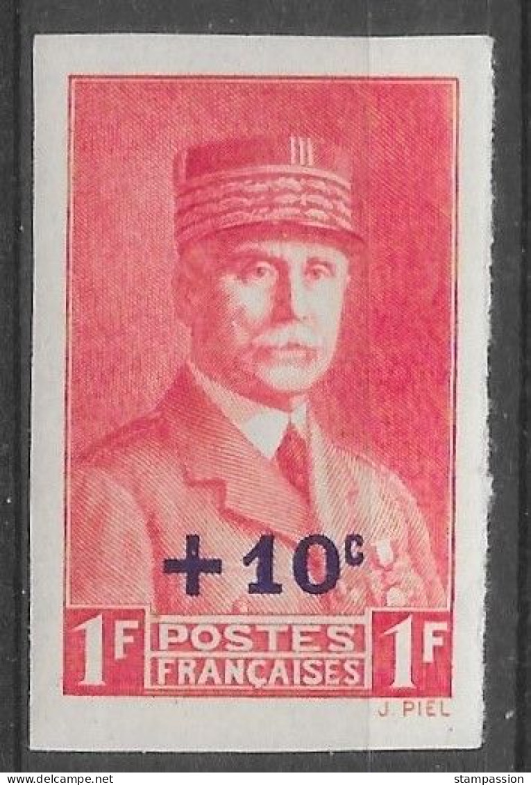 FRANCE 1941 - Y&T 494  Non Dentelé Neuf ** - Maréchal Pétain, Surchargé - 1941-1950