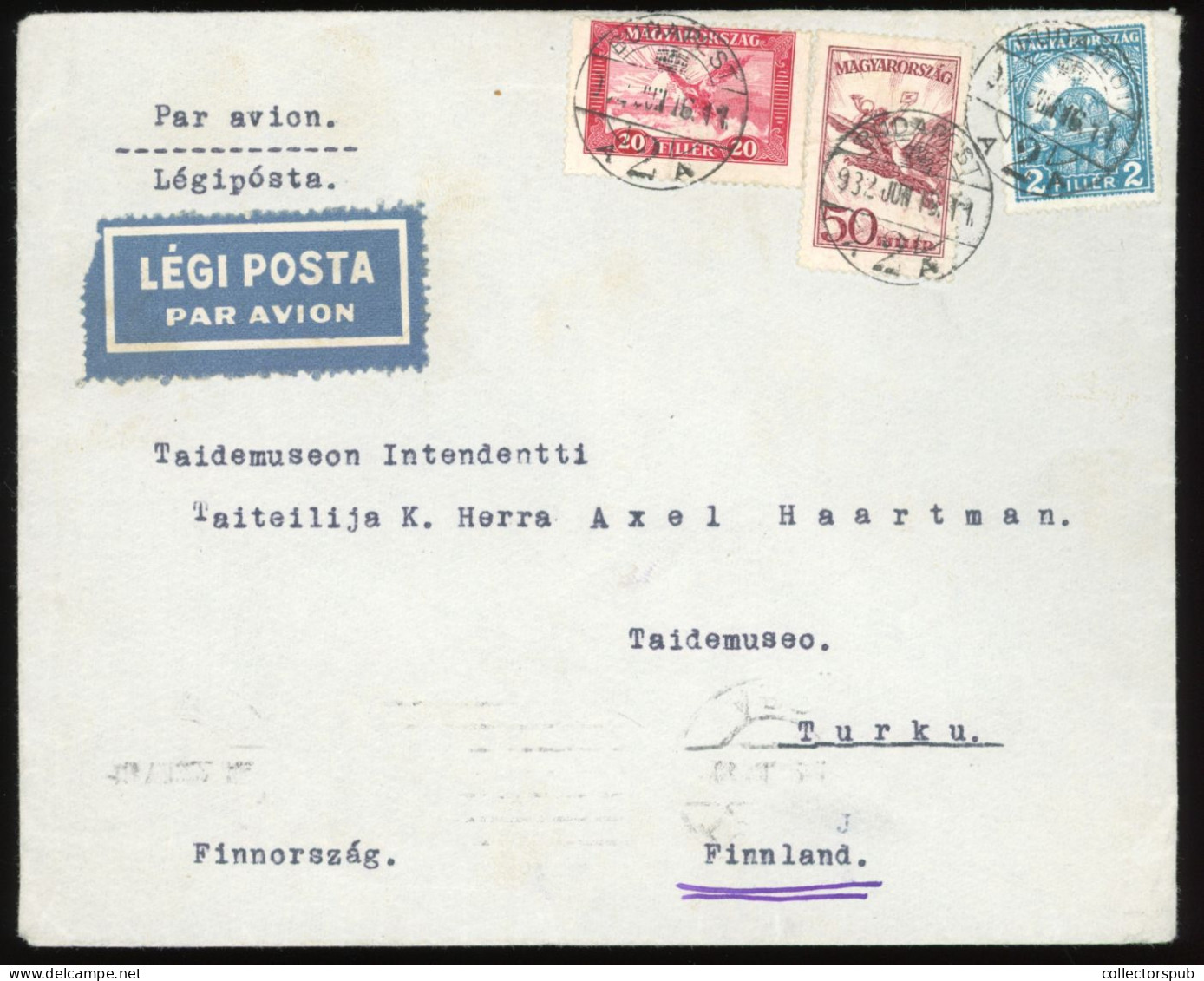 HUNGARY 1932. Nice Airmail Cover To Finnland! - Briefe U. Dokumente