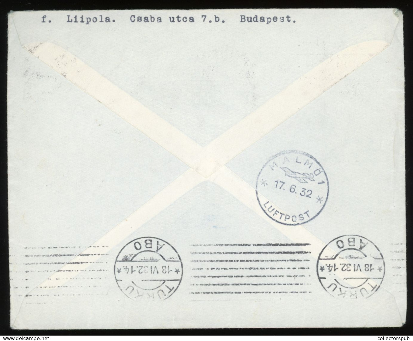 HUNGARY 1932. Nice Airmail Cover To Finnland! - Briefe U. Dokumente