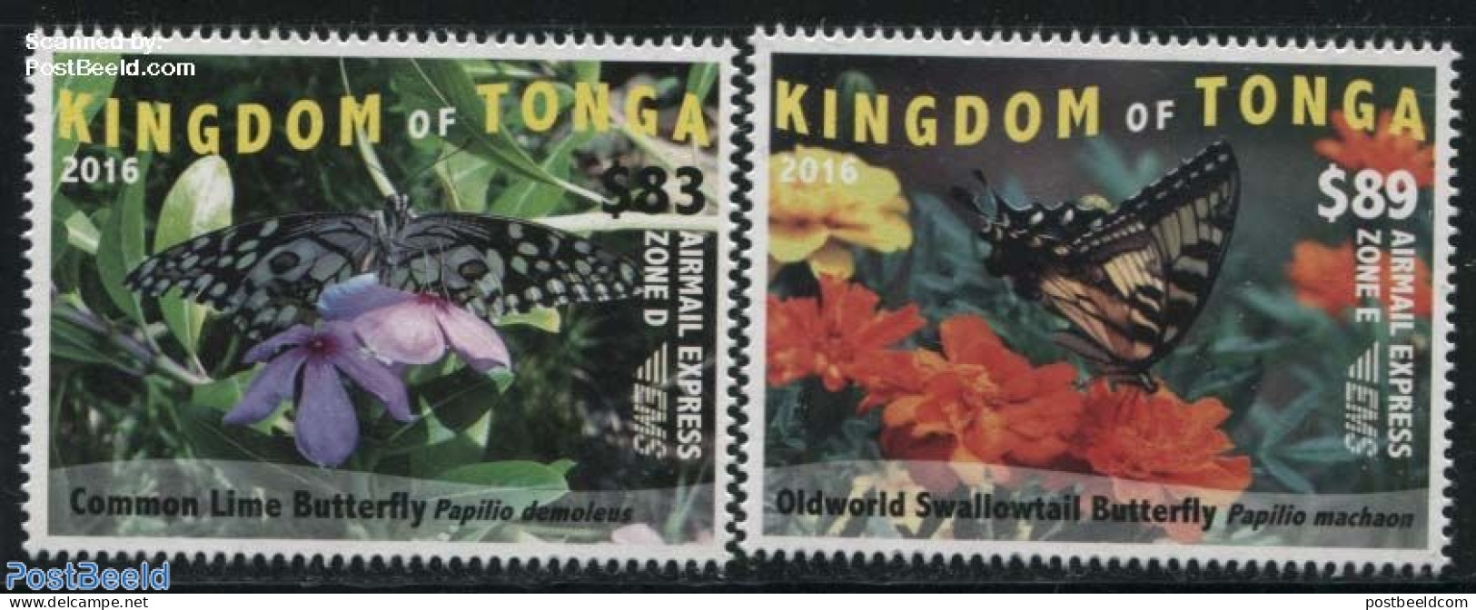 Tonga 2016 EMS, Butterflies 2v, Mint NH, Nature - Butterflies - Autres & Non Classés