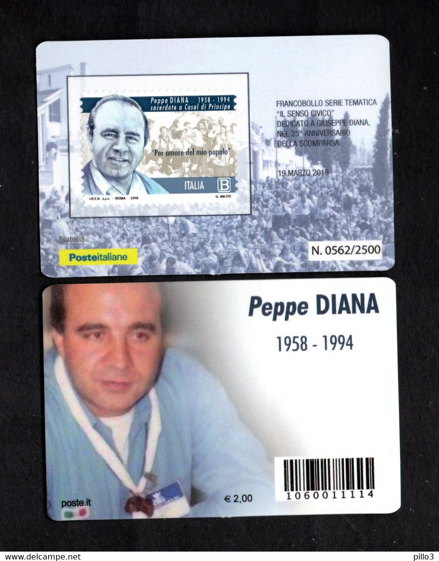 ITALIA Tessera Fil. : 25° Della Scomparsa Di Don Giuseppe Diana -  19.03.2019 - Philatelic Cards