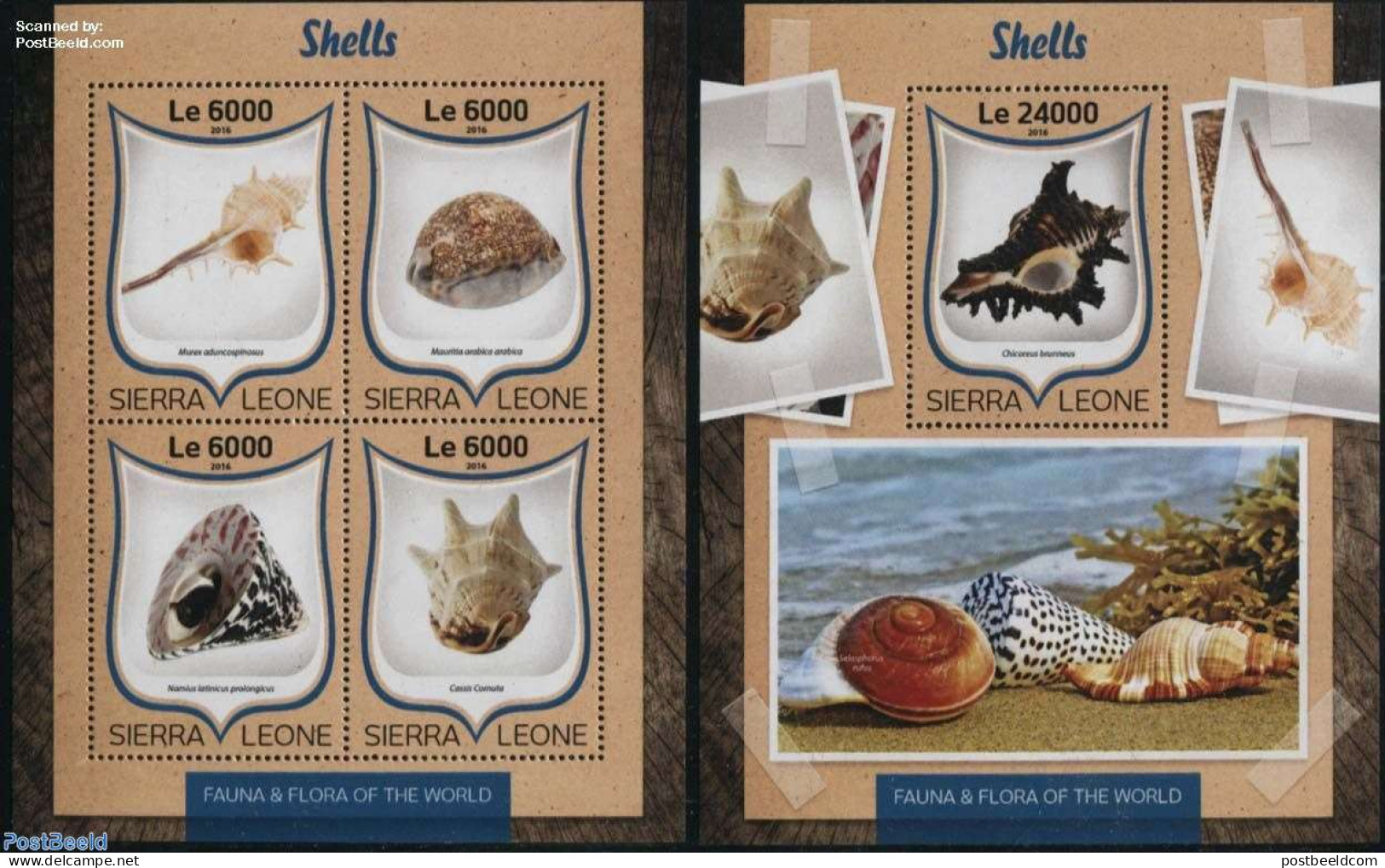 Sierra Leone 2016 Shells 2 S/s, Mint NH, Nature - Shells & Crustaceans - Marine Life