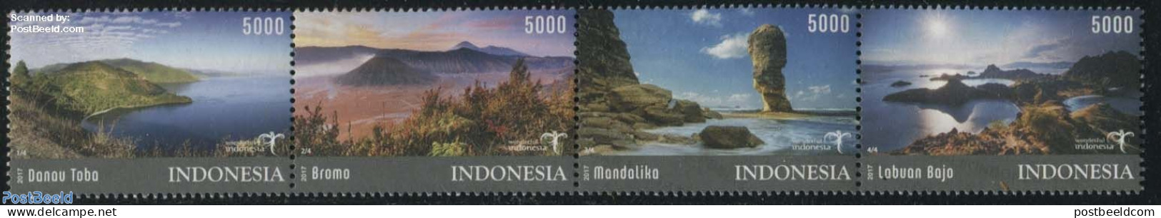 Indonesia 2017 Tourism 4v [:::] Or [+], Mint NH, Sport - Various - Mountains & Mountain Climbing - Tourism - Climbing