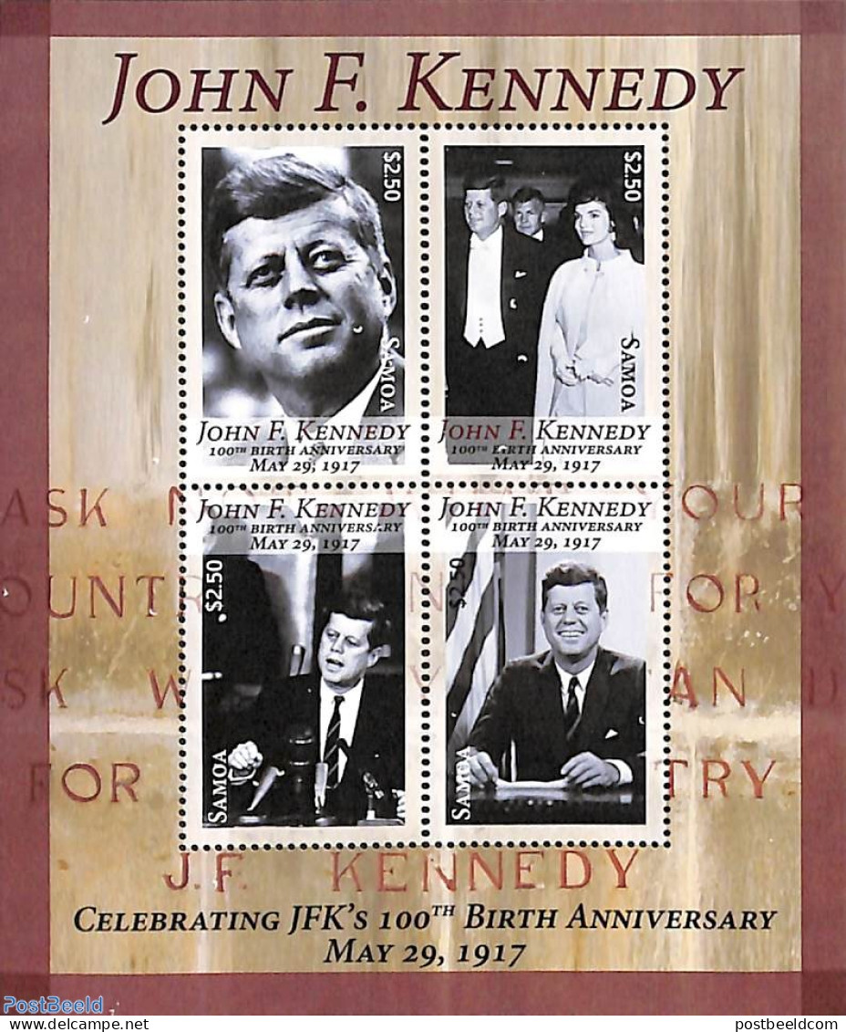 Samoa 2017 John F. Kennedy 4v M/s, Mint NH, American Presidents - Samoa (Staat)