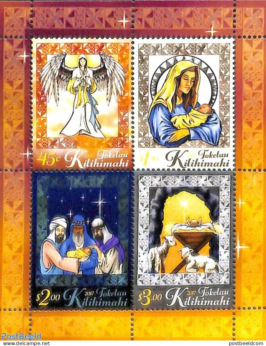 Tokelau Islands 2017 Christmas 4v M/s, Mint NH, Angels - Christmas - Christianity