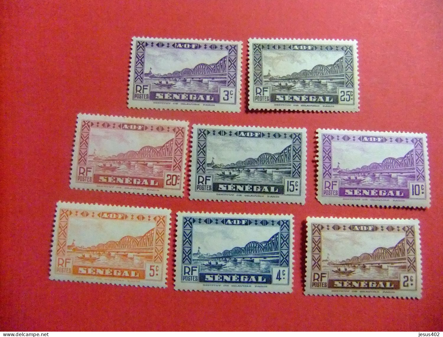 55 SENEGAL 1935 / PUENTE FAIDHERBE / YVERT 115 / 121 + 160 MNH - Oblitérés