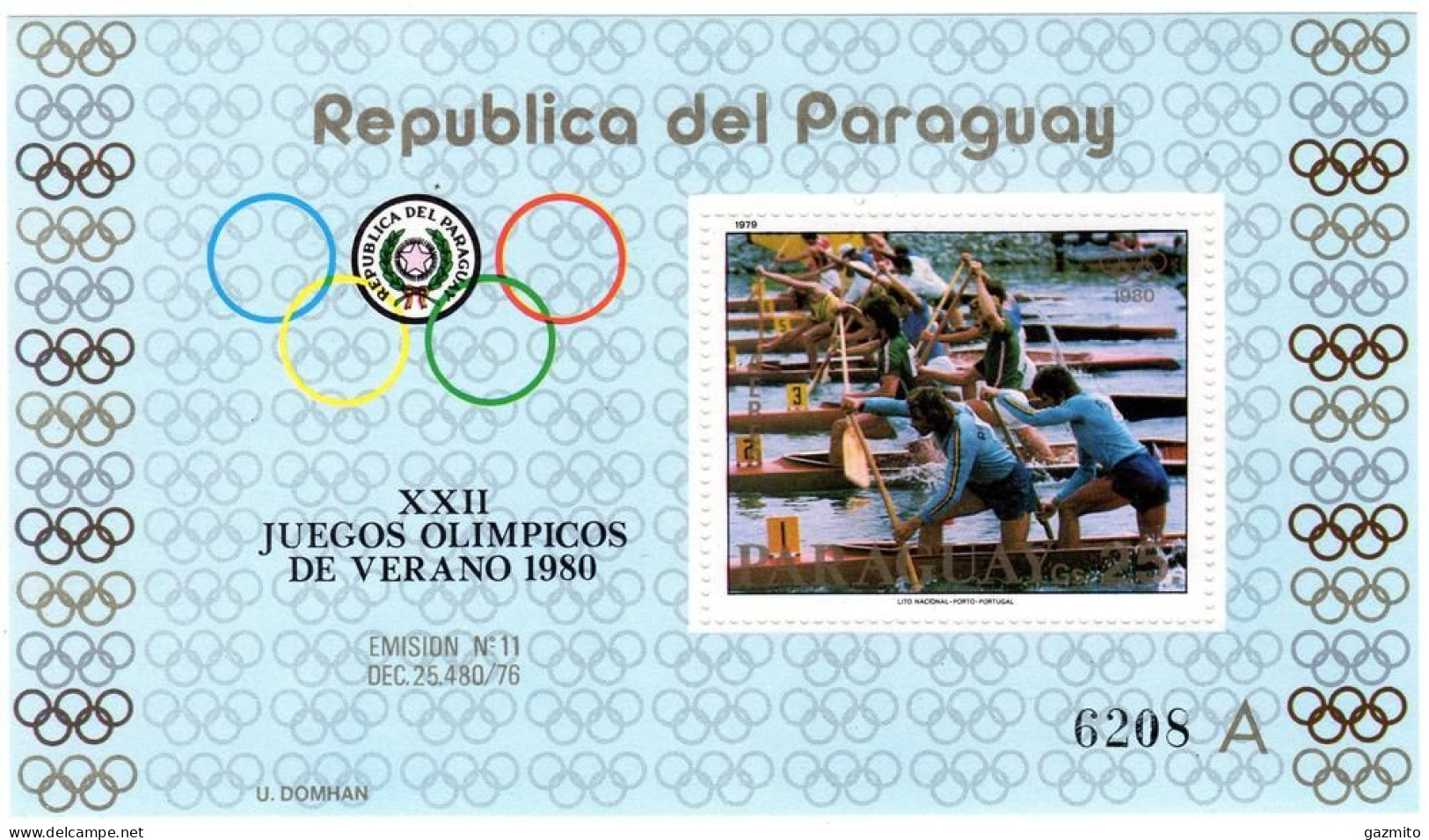 Paraguay 1979, Olympic Games In Moscow, Rowing, BF - Rudersport