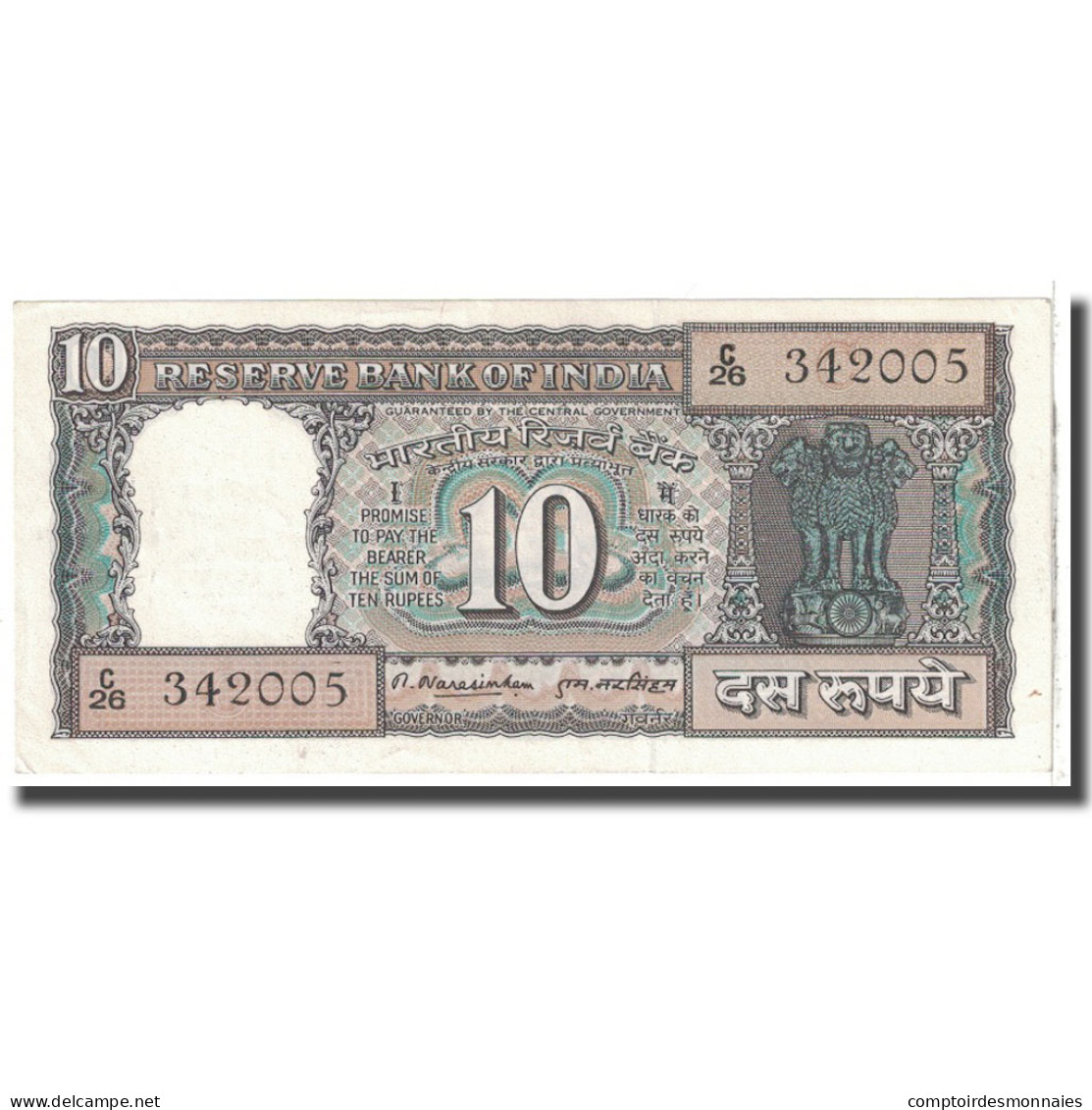 Billet, Inde, 10 Rupees, KM:81a, SUP - Inde