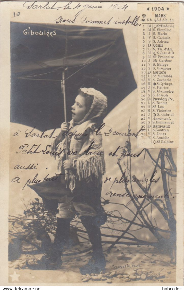 GIBOULEES: Enfant Sous Un Parapluie - Mars 1904 - Cartes Humoristiques