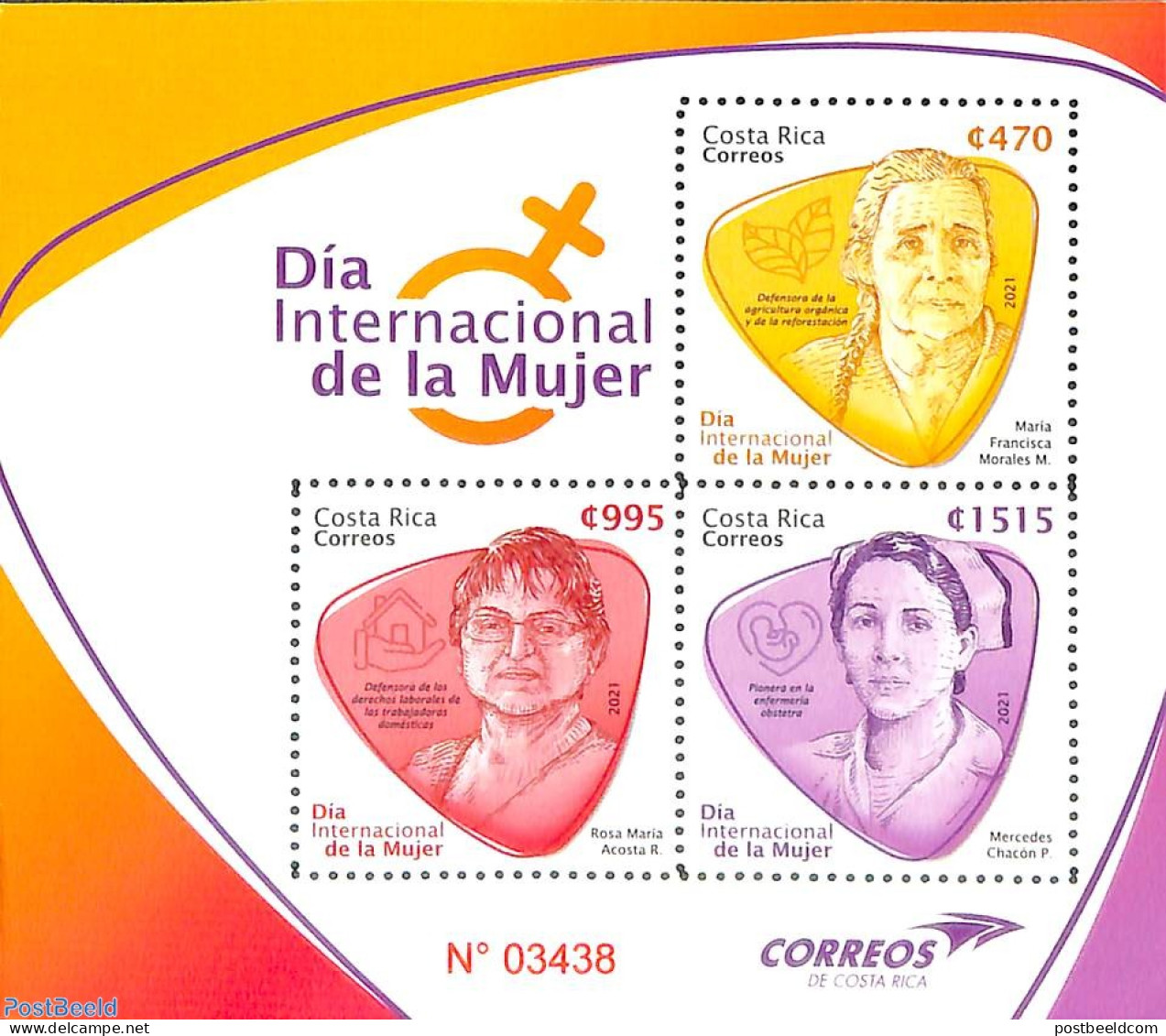 Costa Rica 2021 Int, Woman Day S/s, Mint NH, History - Women - Non Classés