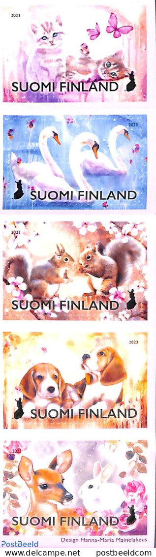 Finland 2023 Good Friends 5v S-a, Mint NH, Nature - Animals (others & Mixed) - Birds - Cats - Deer - Dogs - Rabbits / .. - Ungebraucht