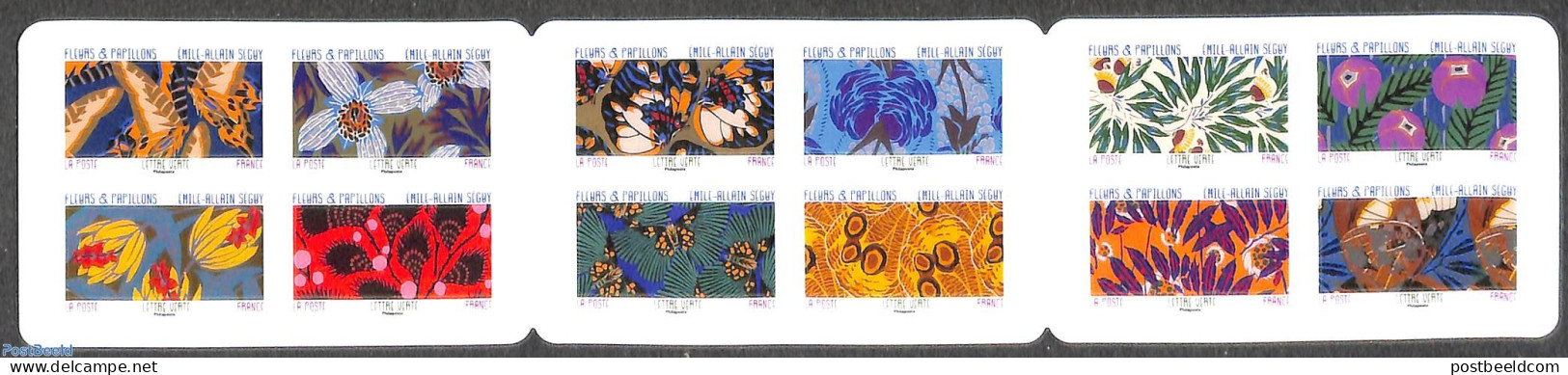 France 2023 Butterflies & Flowers 12v S-a In Booklet, Mint NH, Nature - Butterflies - Flowers & Plants - Stamp Booklets - Unused Stamps