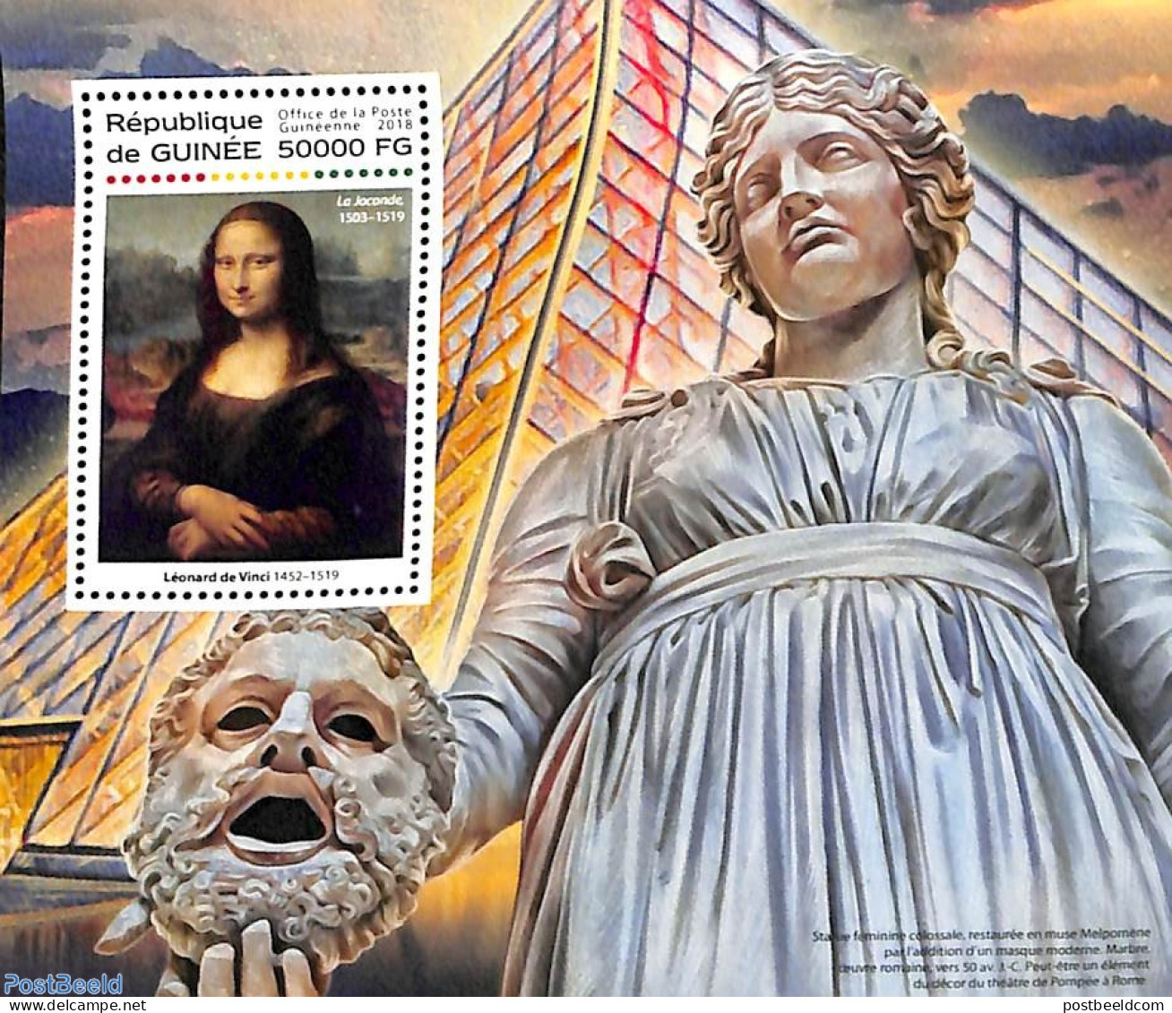 Guinea, Republic 2018 Louvre Museum S/s, Mint NH, Art - Leonardo Da Vinci - Museums - Paintings - Museums