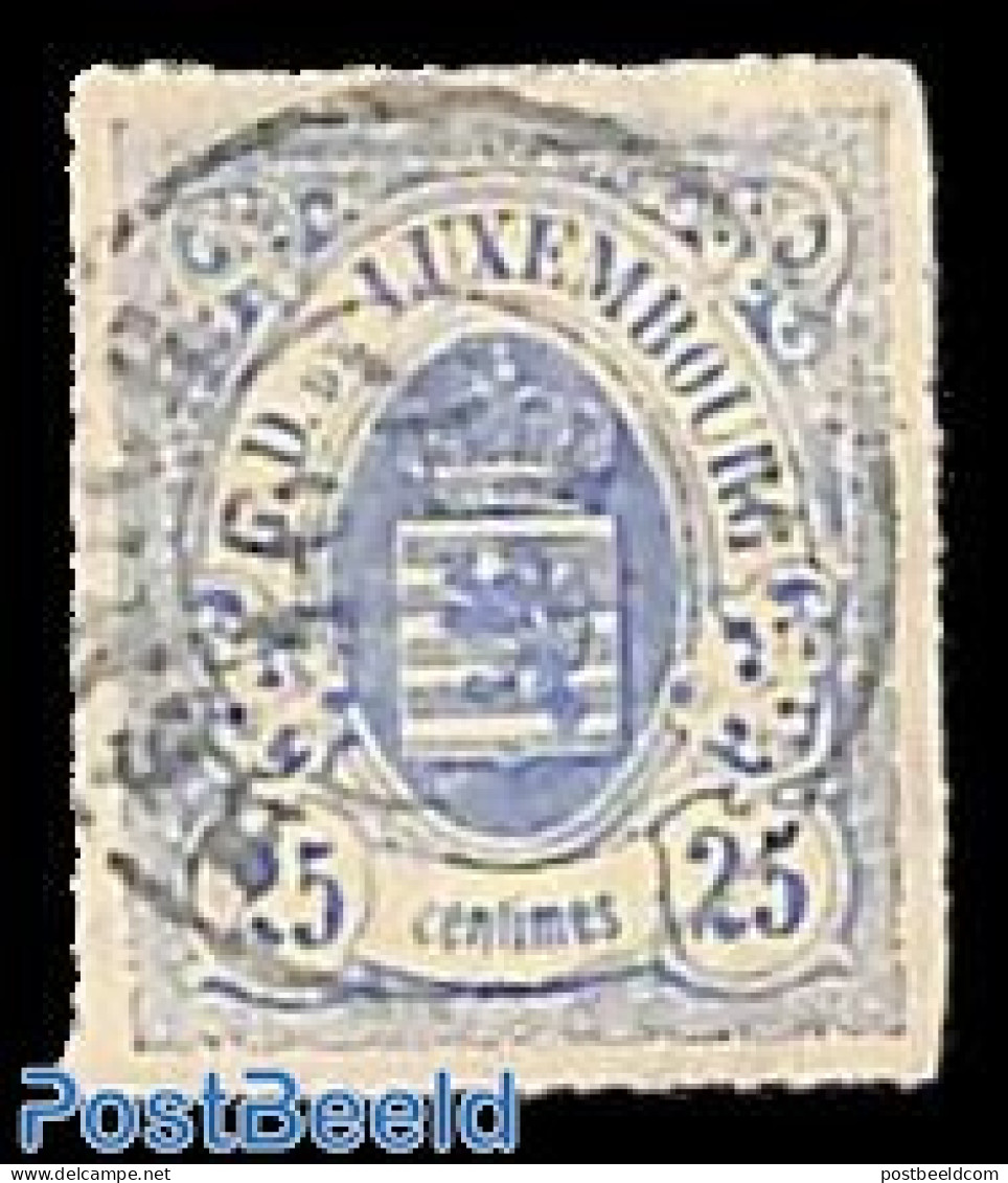 Luxemburg 1865 25c, Ultramarin, Used, Used Or CTO - Oblitérés