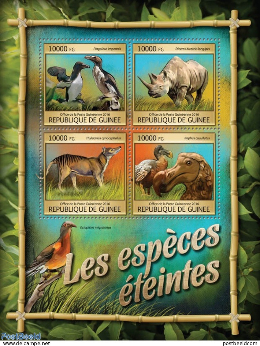 Guinea, Republic 2016 Extinct Animals, Mint NH, Nature - Animals (others & Mixed) - Birds - Penguins - Rhinoceros - Sonstige & Ohne Zuordnung