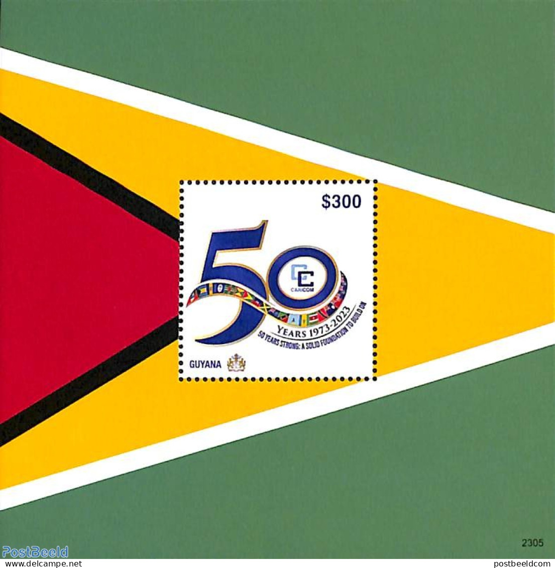 Guyana 2023 50 Years Caricom S/s, Mint NH - Guiana (1966-...)