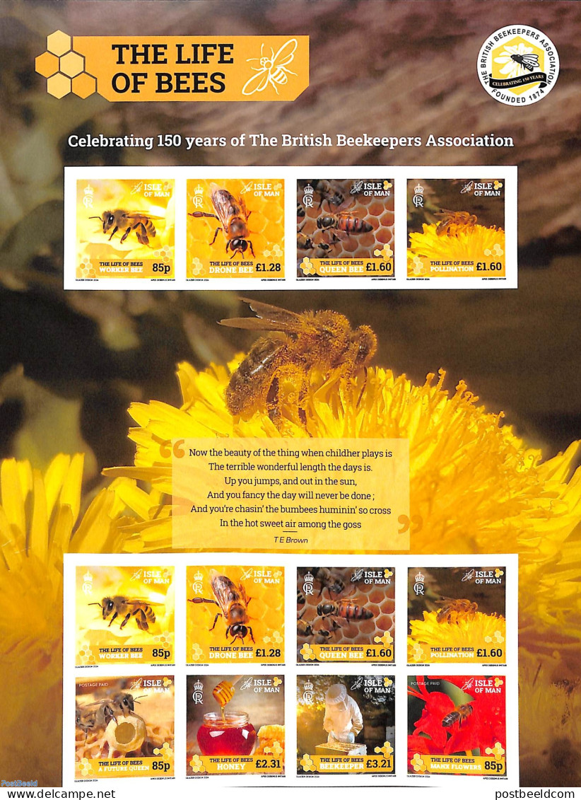 Isle Of Man 2024 Life Of The Bees M/s S-a, Mint NH, Nature - Bees - Insects - Man (Eiland)