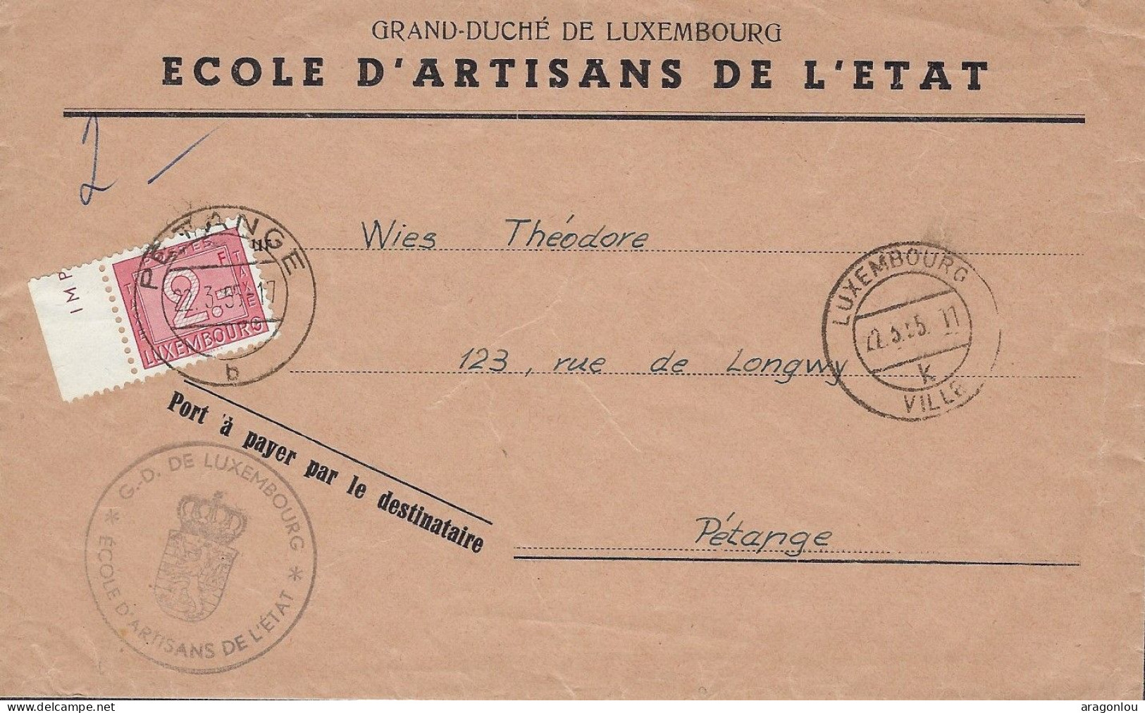 Luxembourg - Luxemburg - Lettre  1955   Adressé Au Monsieur Wies Théodore , Pétange - Cartas & Documentos