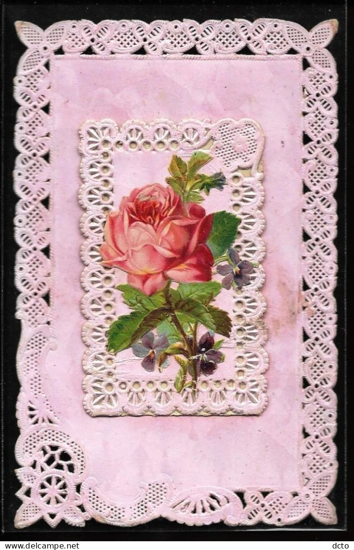 Carte à Message Sous La Rose, Double Bordure En Dentelle Cartonnée : Avril (poisson) C'est La Saison Bénie... - Mechanical