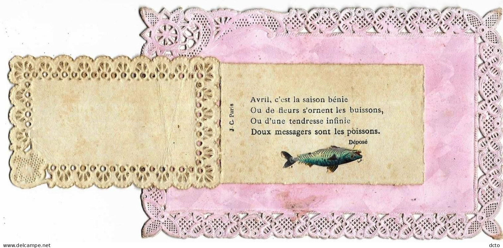 Carte à Message Sous La Rose, Double Bordure En Dentelle Cartonnée : Avril (poisson) C'est La Saison Bénie... - Mechanical