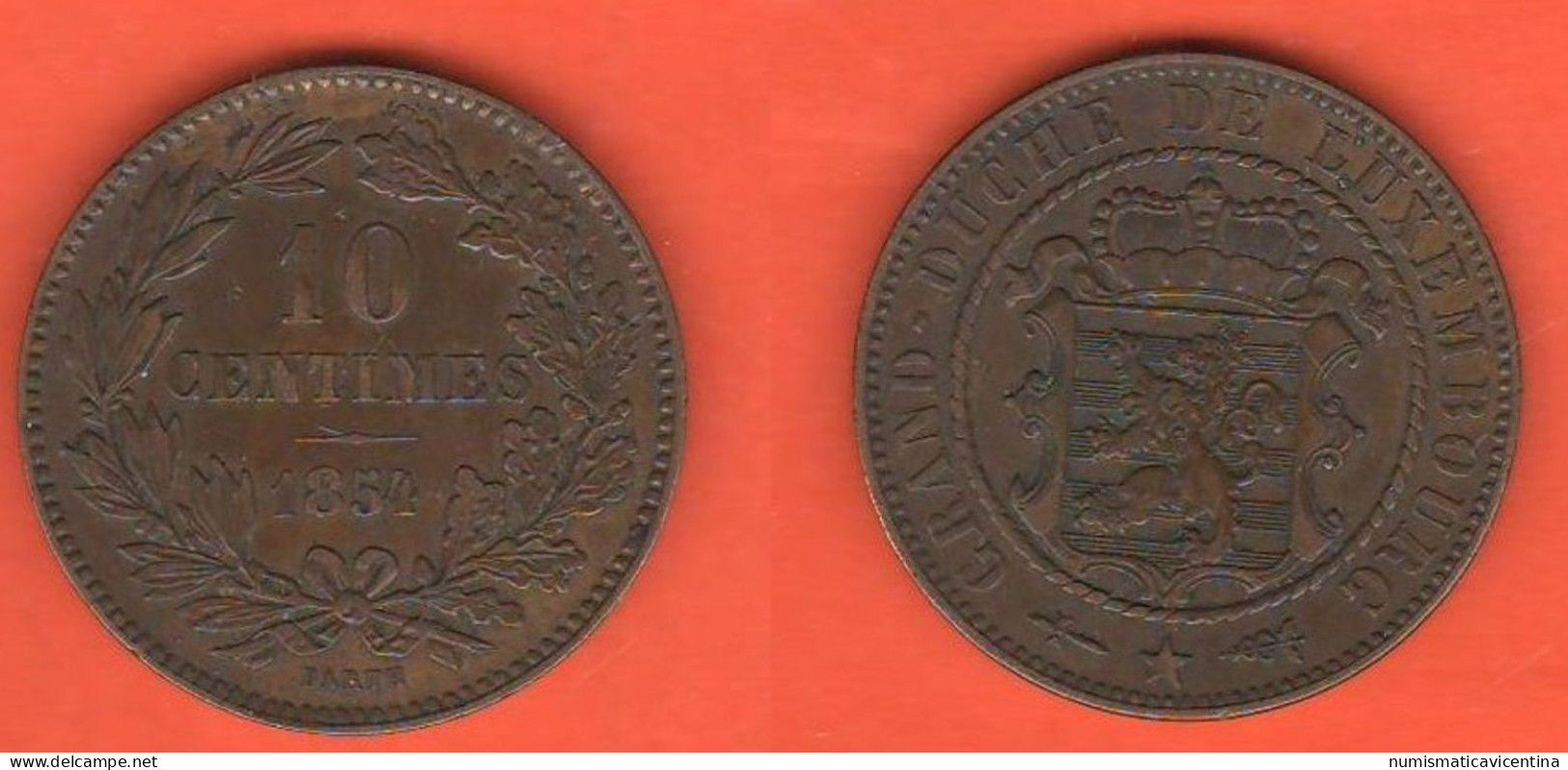 Luxembourg 10 Centimes 1854 Lussemburgo Bronze Coin  K 23 - Luxemburg