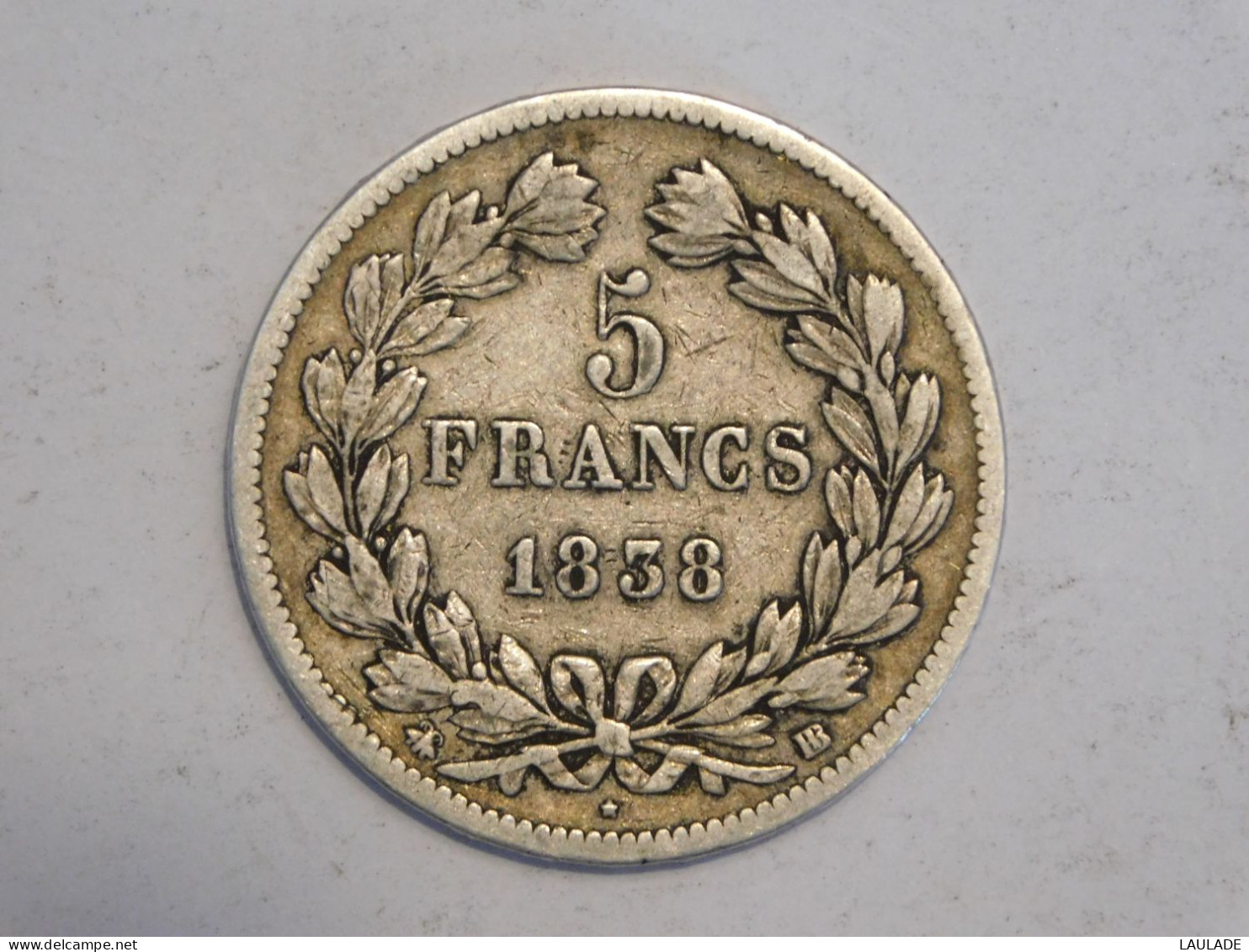 FRANCE 5 Francs 1838 BB - Silver, Argent Franc - 5 Francs