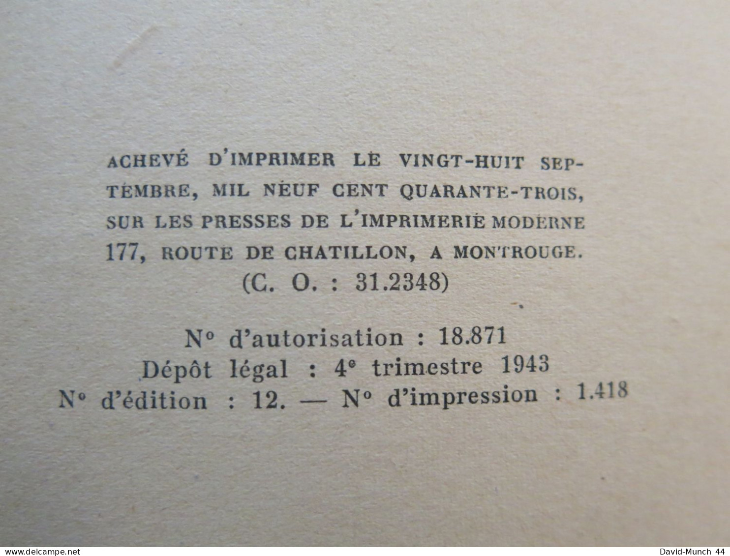 Gerbe Baude de Georges Magnane. Gallimard, Nrf. 1943