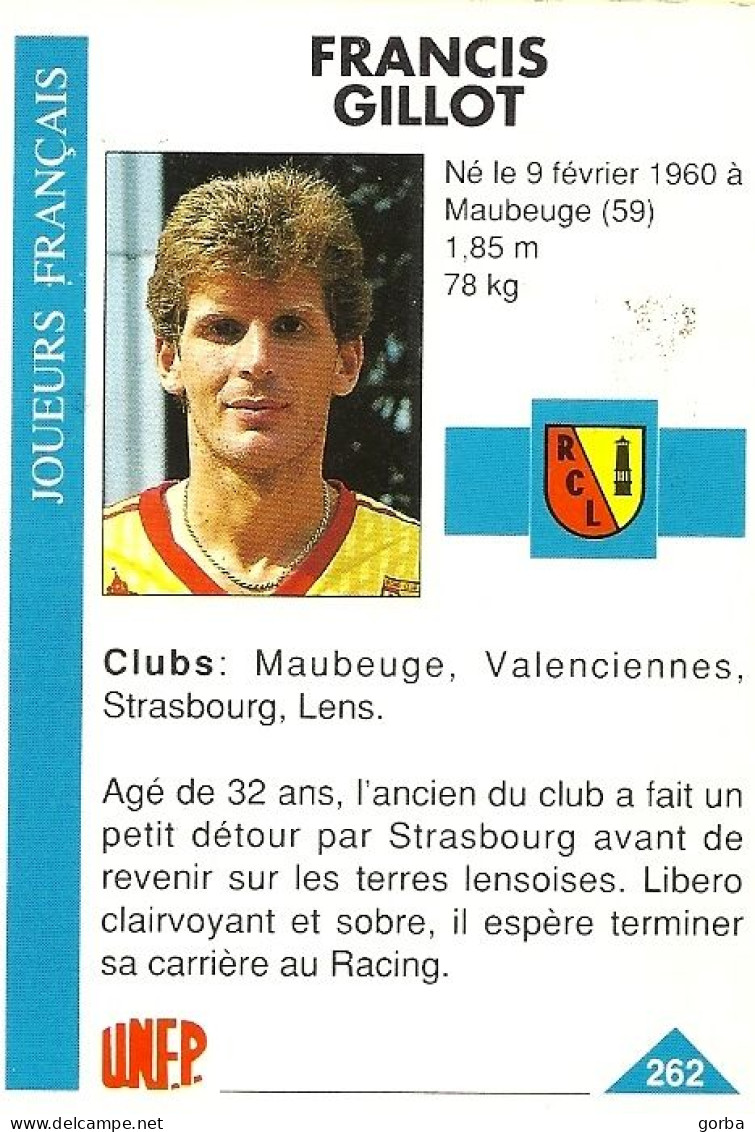 *Carte PANINI Cartonnée - 1993 - Francis GILLOT - RC LENS - Trading-Karten